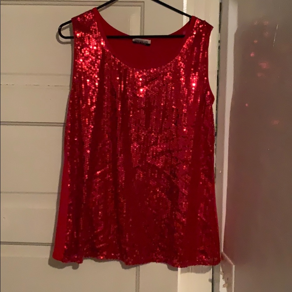 Red sequin tank top